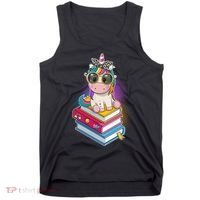 Cute Book Lover Unicorn Back to School Tank Top thumb 0