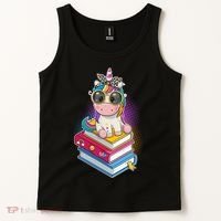 Cute Book Lover Unicorn Back to School Tank Top thumb 2