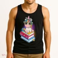 Cute Book Lover Unicorn Back to School Tank Top thumb 3