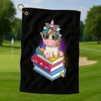 Cute Book Lover Unicorn Back to School Golf Towel thumb 1