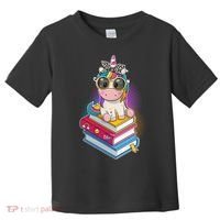 Cute Book Lover Unicorn Back to School Toddler T-Shirt thumb 0