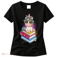 Cute Book Lover Unicorn Back to School Women's T-Shirt thumb 0