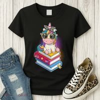 Cute Book Lover Unicorn Back to School Women's T-Shirt thumb 3