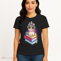 Cute Book Lover Unicorn Back to School Women's T-Shirt thumb 4