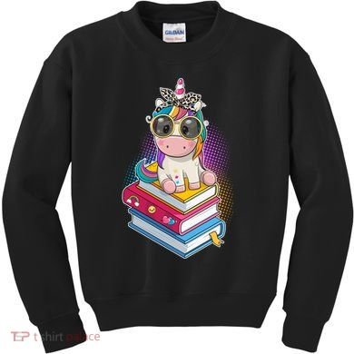 Cute Book Lover Unicorn Back to School Kids Sweatshirt