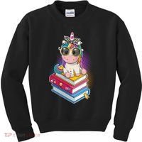 Cute Book Lover Unicorn Back to School Kids Sweatshirt thumb 0