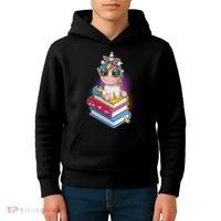 Cute Book Lover Unicorn Back to School Kids Hoodie thumb 4