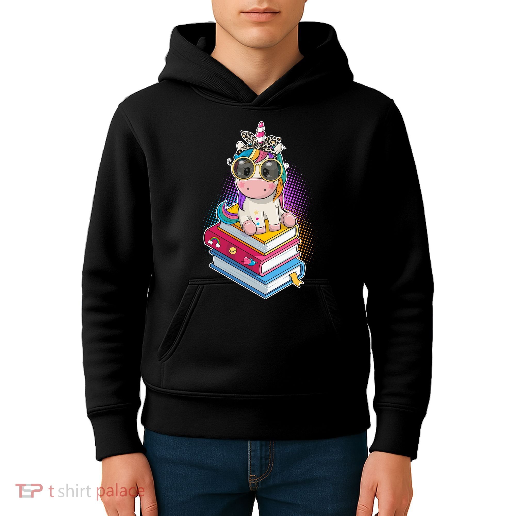Cute Book Lover Unicorn Back to School Kids Hoodie