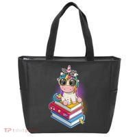 Cute Book Lover Unicorn Back to School Tote Bag thumb 0