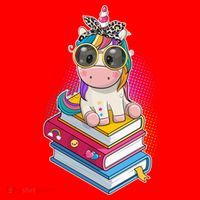 Cute Book Lover Unicorn Back to School Santa Hat thumb 1