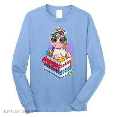 Cute Book Lover Unicorn Back to School Long Sleeve Shirt