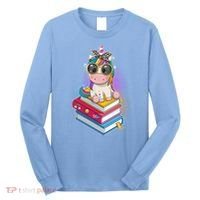 Cute Book Lover Unicorn Back to School Long Sleeve Shirt thumb 0