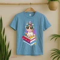 Cute Book Lover Unicorn Back to School T-Shirt thumb 2