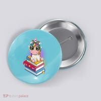 Cute Book Lover Unicorn Back to School Button thumb 0