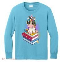 Cute Book Lover Unicorn Back to School Kids Long Sleeve Shirt thumb 0