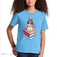 Cute Book Lover Unicorn Back to School Kids T-Shirt thumb 2