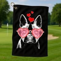 Cute Boston Terrier Golf Towel thumb 1