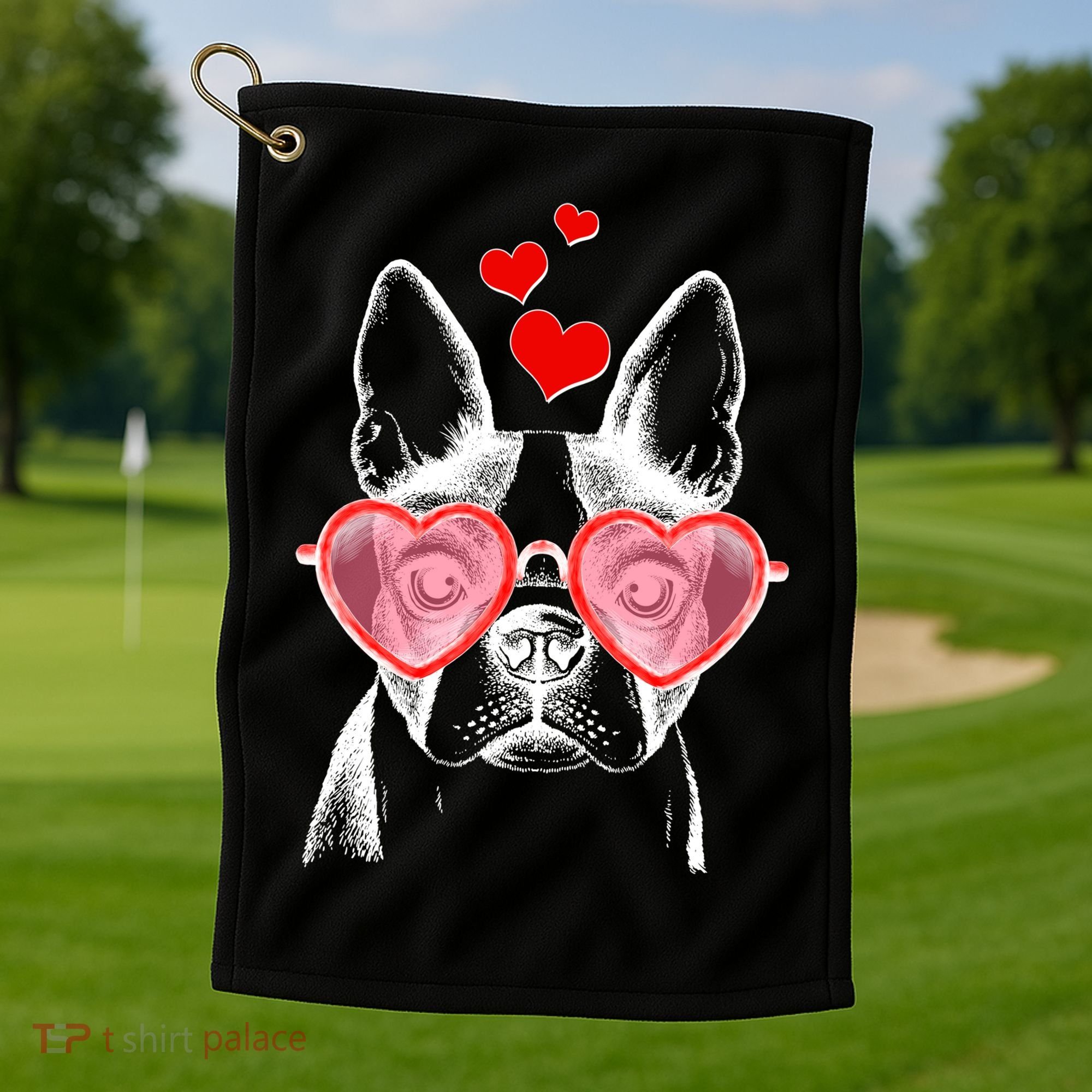 Cute Boston Terrier Golf Towel