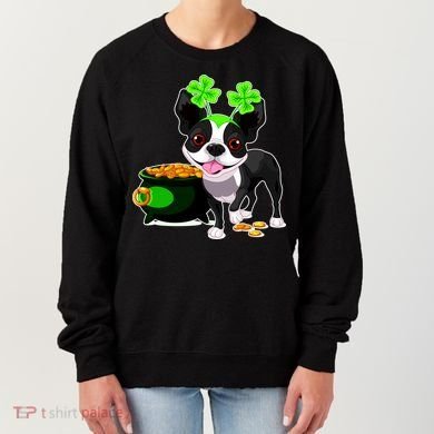 Cute Boston Terrier Shamrock St. Patrick's Day Women's Sweatshirt