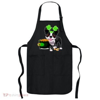 Cute Boston Terrier Shamrock St. Patrick's Day Apron