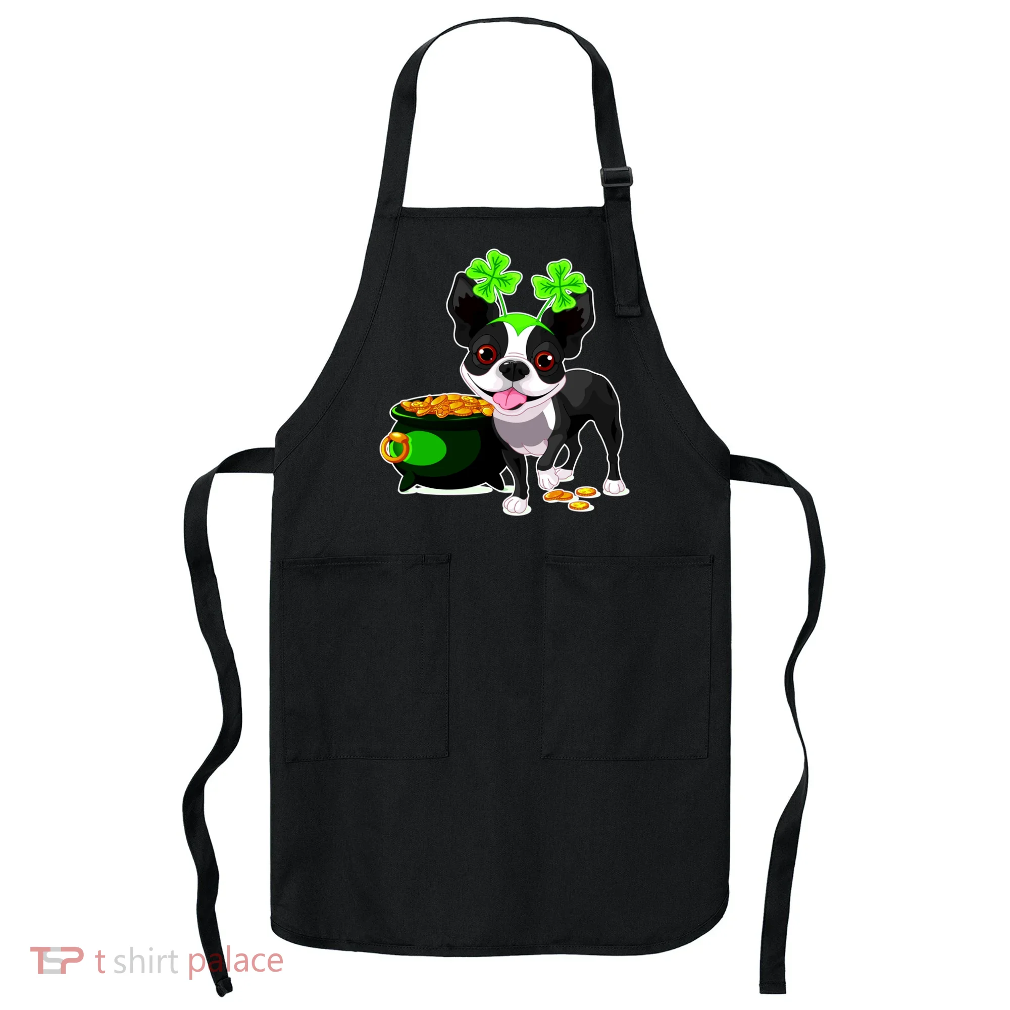Cute Boston Terrier Shamrock St. Patrick's Day Apron