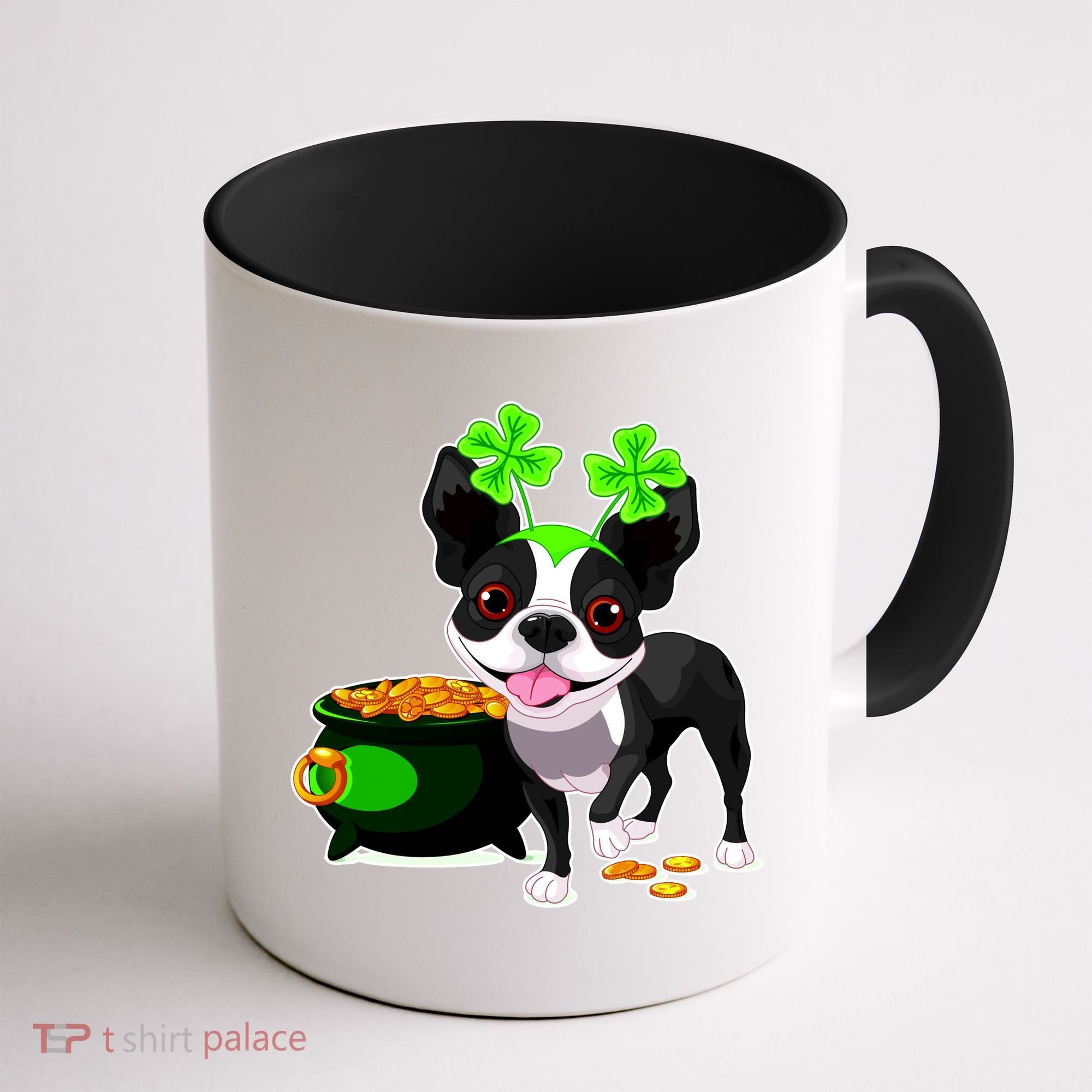 Cute Boston Terrier Shamrock St. Patrick's Day Coffee Mug
