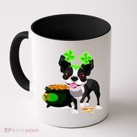 Cute Boston Terrier Shamrock St. Patrick's Day Coffee Mug thumb 0