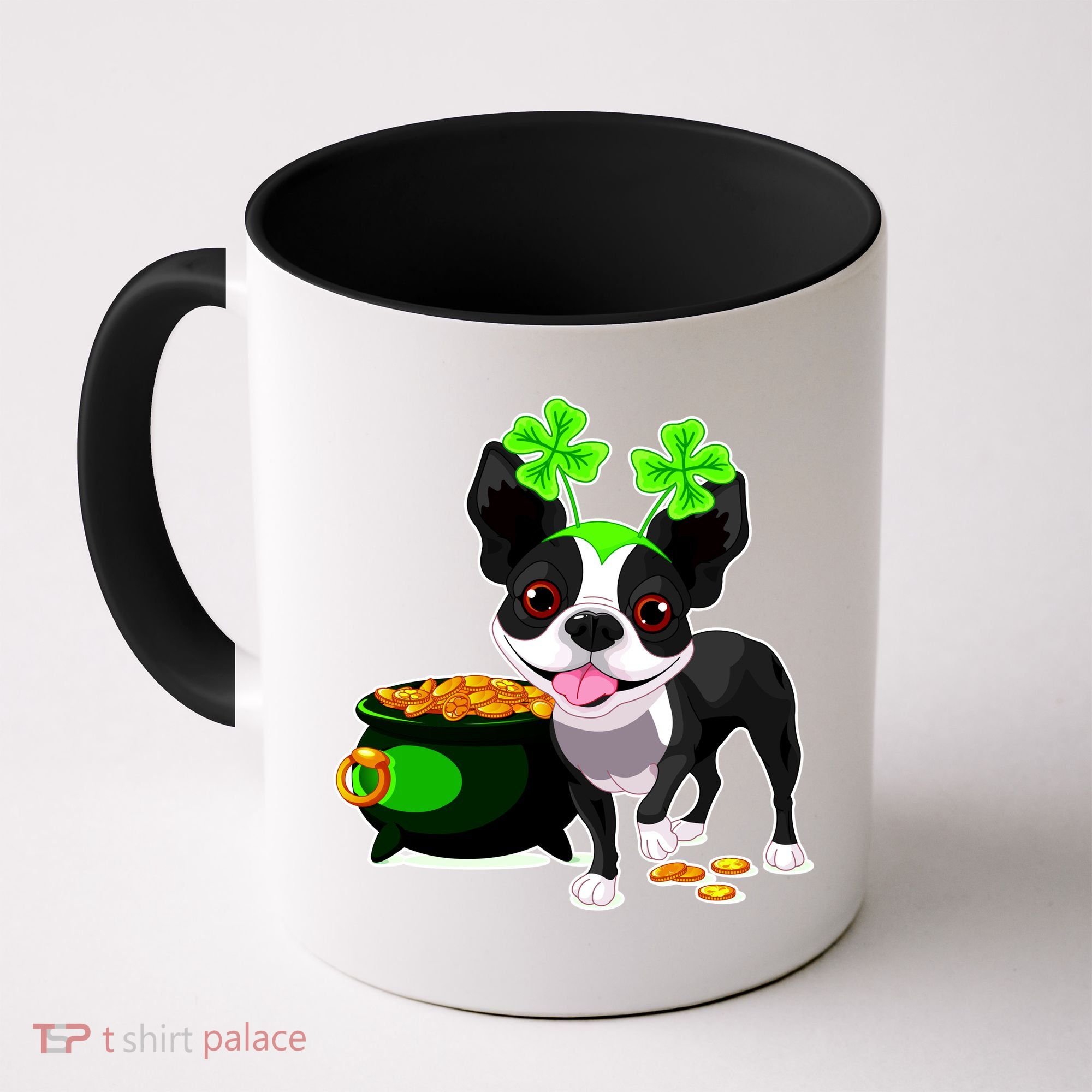 Cute Boston Terrier Shamrock St. Patrick's Day Coffee Mug