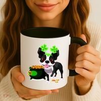 Cute Boston Terrier Shamrock St. Patrick's Day Coffee Mug thumb 3