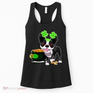 Cute Boston Terrier Shamrock St. Patrick's Day Women's Tank Top