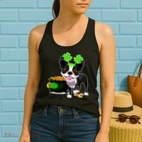 Cute Boston Terrier Shamrock St. Patrick's Day Women's Tank Top thumb 2