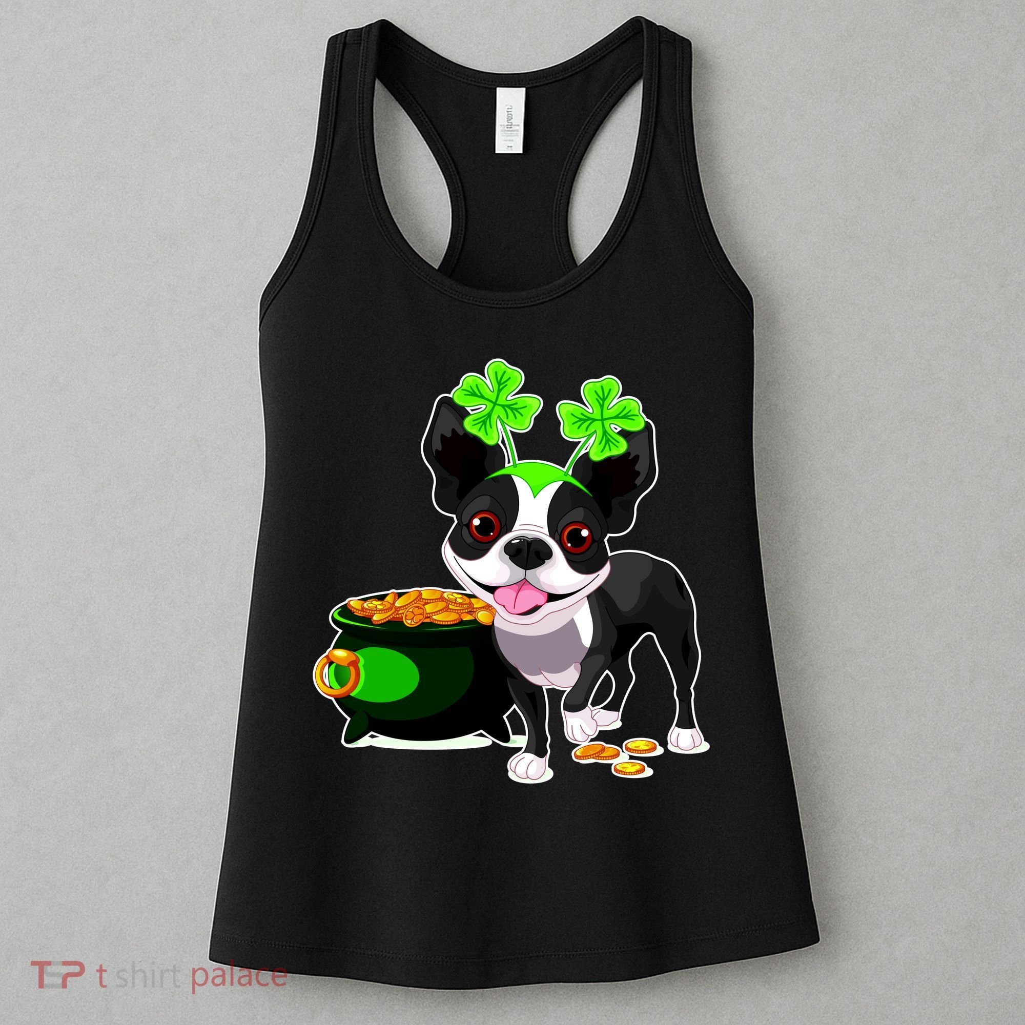 Cute Boston Terrier Shamrock St. Patrick's Day Women's Tank Top