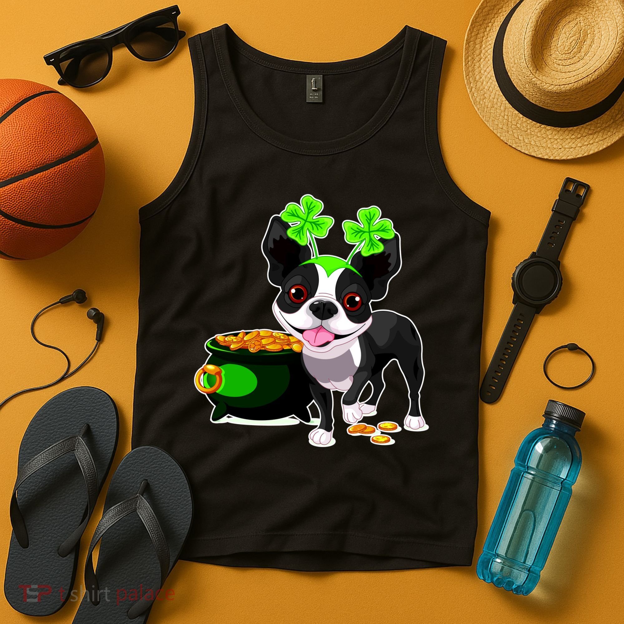 Cute Boston Terrier Shamrock St. Patrick's Day Tank Top