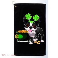 Cute Boston Terrier Shamrock St. Patrick's Day Golf Towel thumb 0
