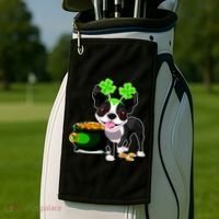 Cute Boston Terrier Shamrock St. Patrick's Day Golf Towel thumb 2