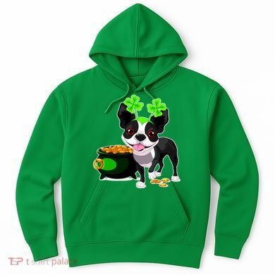 Cute Boston Terrier Shamrock St. Patrick's Day Hoodie