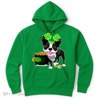 Cute Boston Terrier Shamrock St. Patrick's Day Hoodie thumb 0