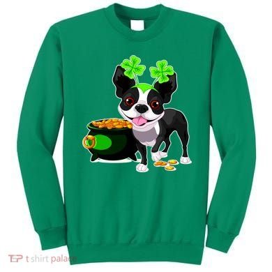 Cute Boston Terrier Shamrock St. Patrick's Day Sweatshirt