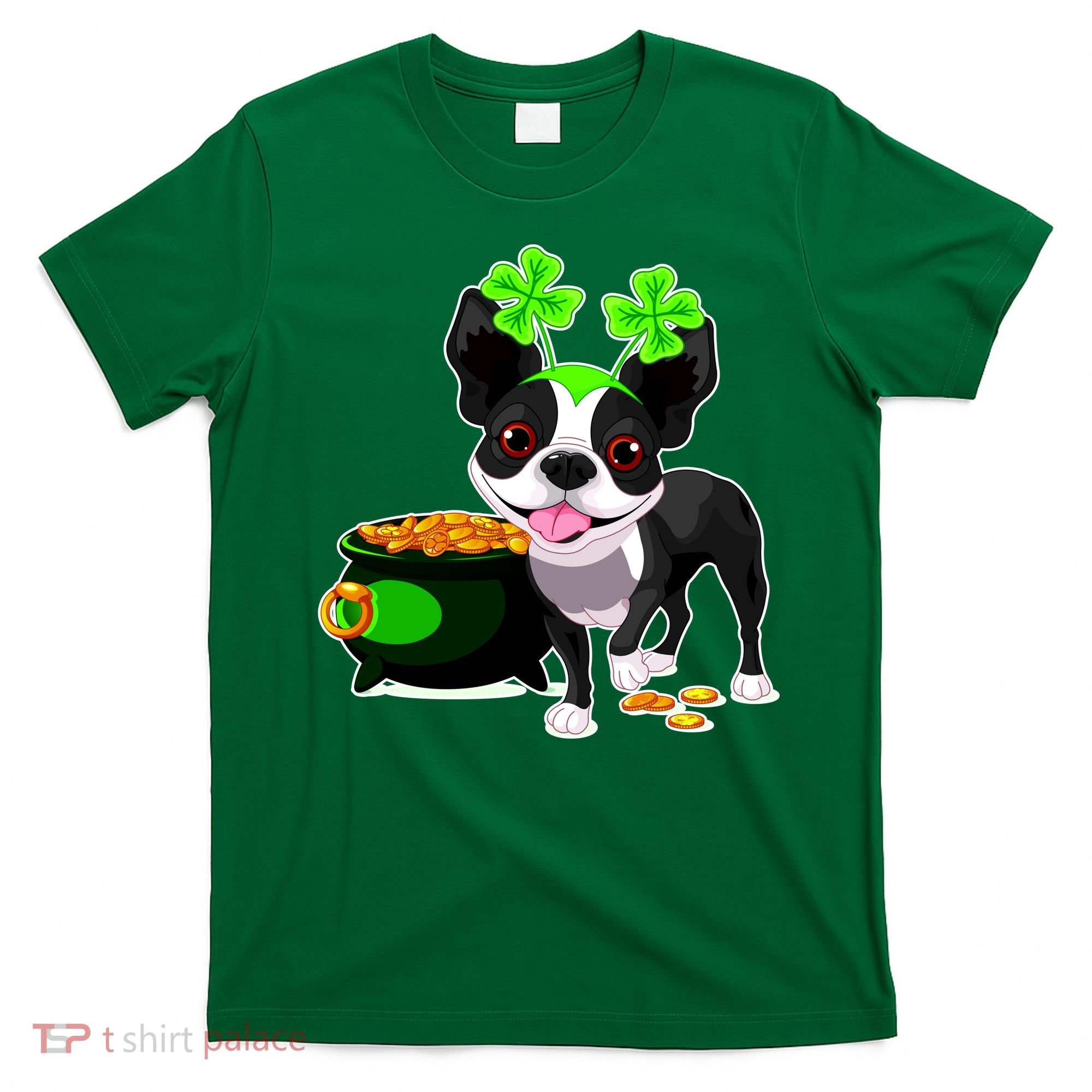 Cute Boston Terrier Shamrock St. Patrick's Day T-Shirt
