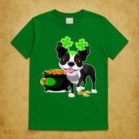 Cute Boston Terrier Shamrock St. Patrick's Day T-Shirt thumb 5