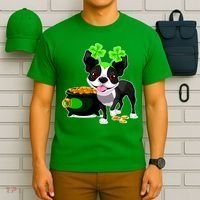Cute Boston Terrier Shamrock St. Patrick's Day T-Shirt thumb 6