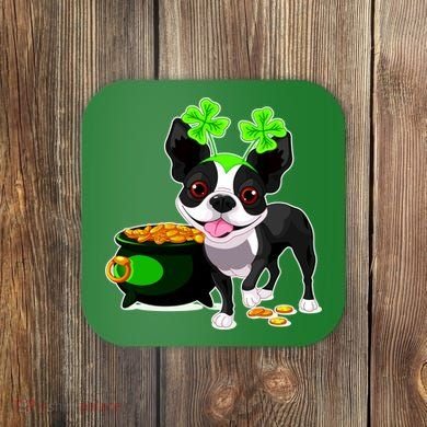 Cute Boston Terrier Shamrock St. Patrick's Day Coaster