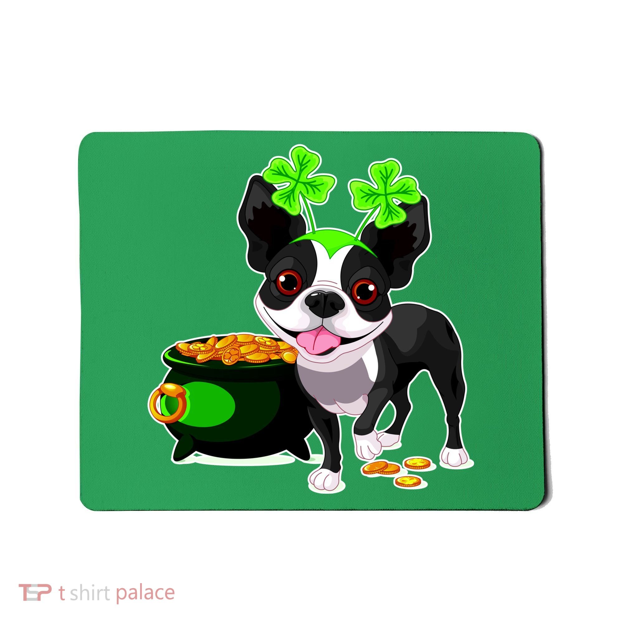 Cute Boston Terrier Shamrock St. Patrick's Day Mousepad