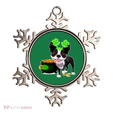 Cute Boston Terrier Shamrock St. Patrick's Day Ornament