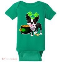 Cute Boston Terrier Shamrock St. Patrick's Day Baby Bodysuit thumb 0