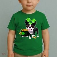 Cute Boston Terrier Shamrock St. Patrick's Day Toddler T-Shirt thumb 2