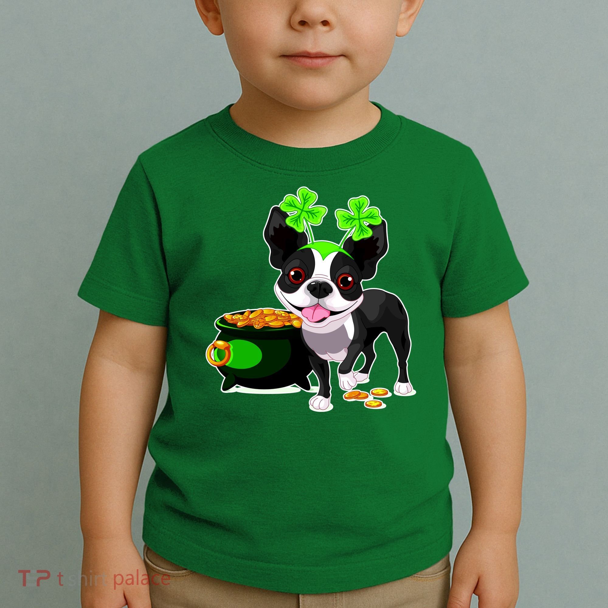 Cute Boston Terrier Shamrock St. Patrick's Day Toddler T-Shirt