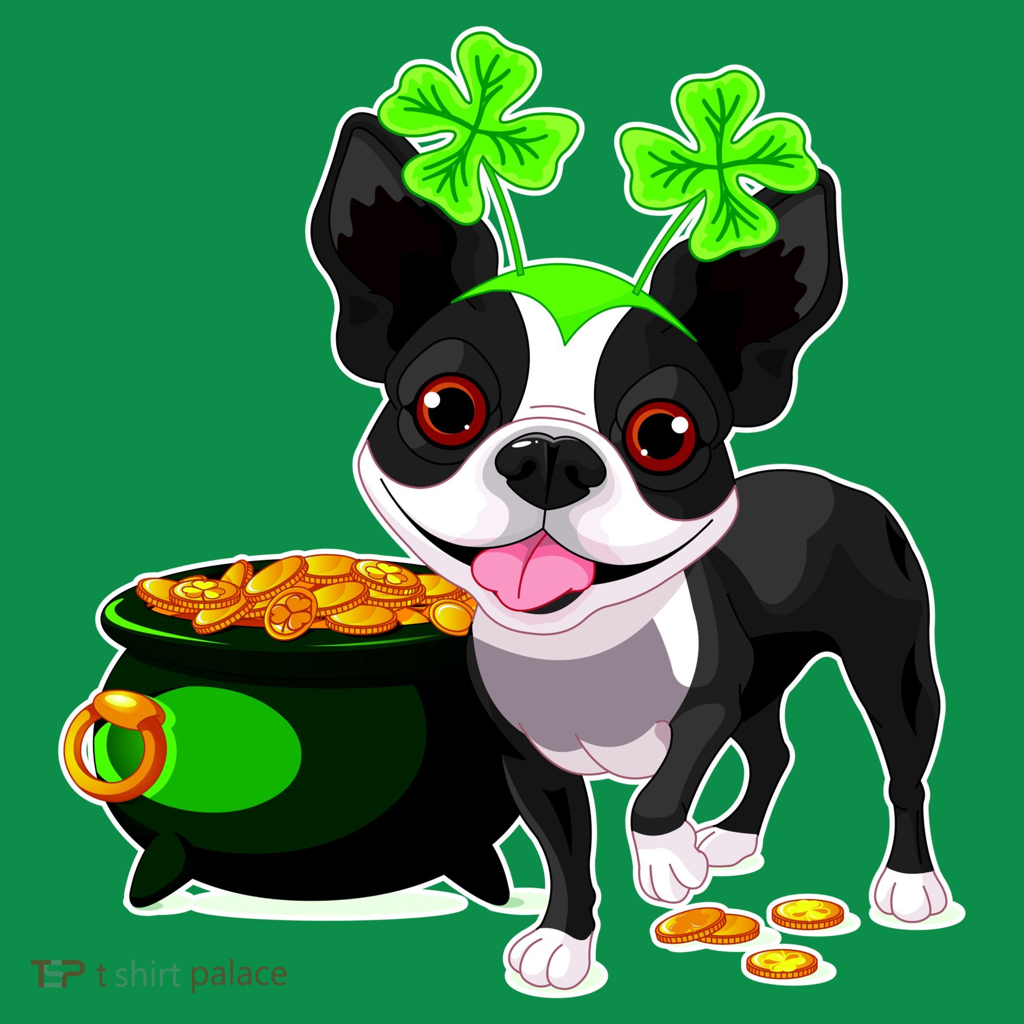 Cute Boston Terrier Shamrock St. Patrick's Day Women's T-Shirt