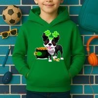 Cute Boston Terrier Shamrock St. Patrick's Day Kids Hoodie thumb 2