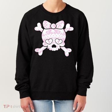 Cute Breast Cancer Bow Tie Skull Women's Sweatshirt